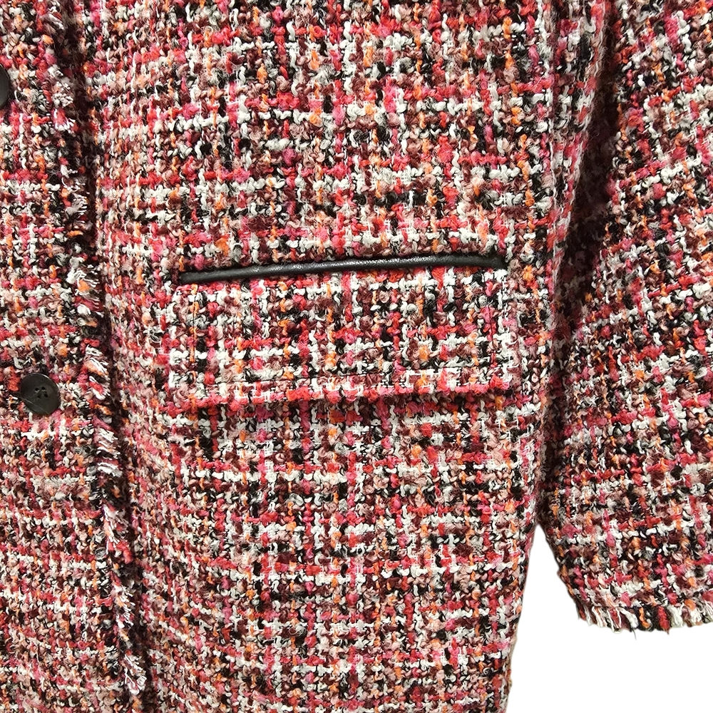 Talbots Pink Pinewood Tweed Wool Blend Coat With Frayed Edges Size 12 - Picture 5 of 13
